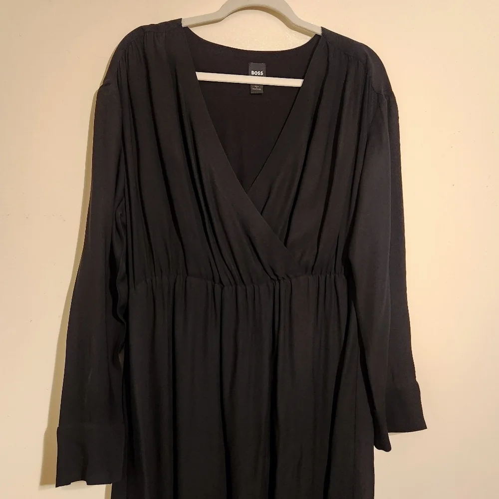 Hugo Boss | Classic Black Long Sleeve Faux Wrap Dagatta Dress (US Size 14) - Picture 12 of 16